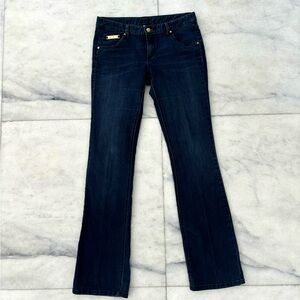 Y2K VTG Cache Jeans Low Rise Bootcut Blue Dark Wash Studded Womens 6 Boho Baddie